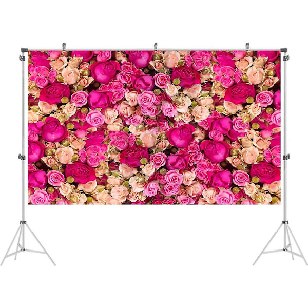 5x3ft Rosa och Röda Rosor Blommor Fotobakgrund, Alla hjärtans dag Fotobakgrund Dusch, Bröllop Glad, Mors Dag Bakgrund