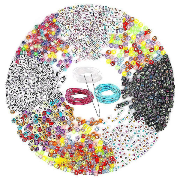 1300 st akrylbokstavspärlor kompatibla med alla hjärtans armband Pärlor kompatibla med gör-det-självsmycken Tillbehör Handmade