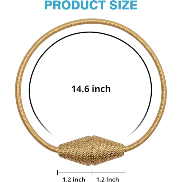 Pakke Magnetiske Gardinbindere Håndlavet Vævet Reb Til Praktiske Dekorative Gardinbindere Til Hjem Og Kontor (gylden)