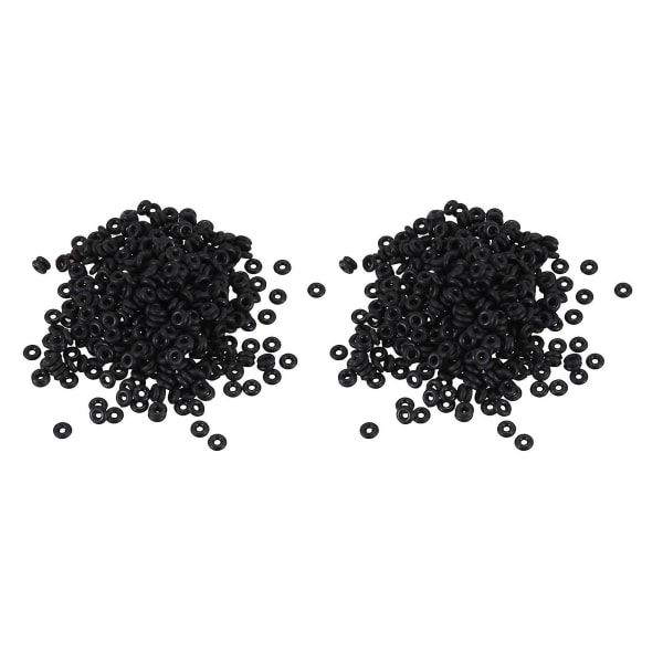 1000 svarta gummipropparringar/ silikonpärlor Passar europeiska Clip-pärlor