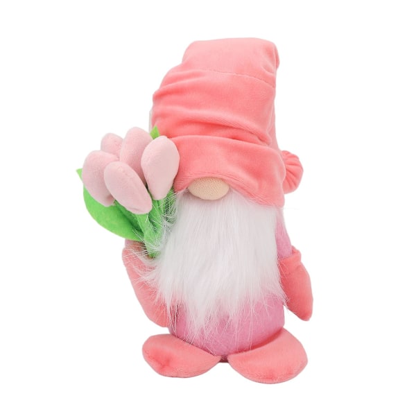 Mors dag Gnome Plysch Dekoration Docka Plysch Fylld Handgjord Mjuk Vårtulpan Blommor Gnomes Rosa