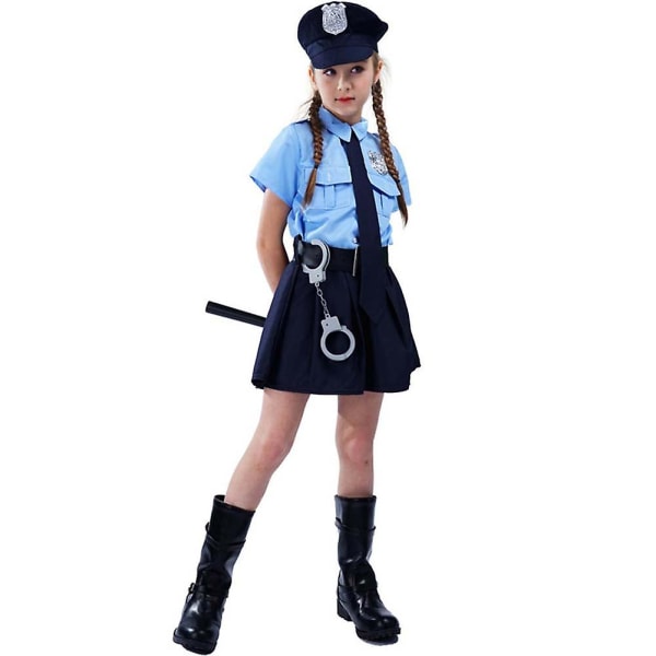 Politikvinner Uniformsett for jenter Temafest Rollelek Klær Halloween Sceneforestilling Iført(L,EE477)