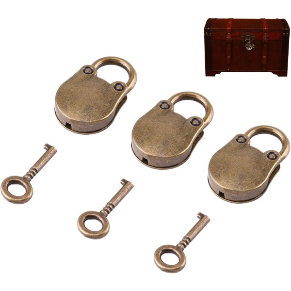 3 sæt vintage hængelåse antikke zinklegering Lille bjørneform mini hængelåse til smykkeskrin Dagbog Bagage trææske