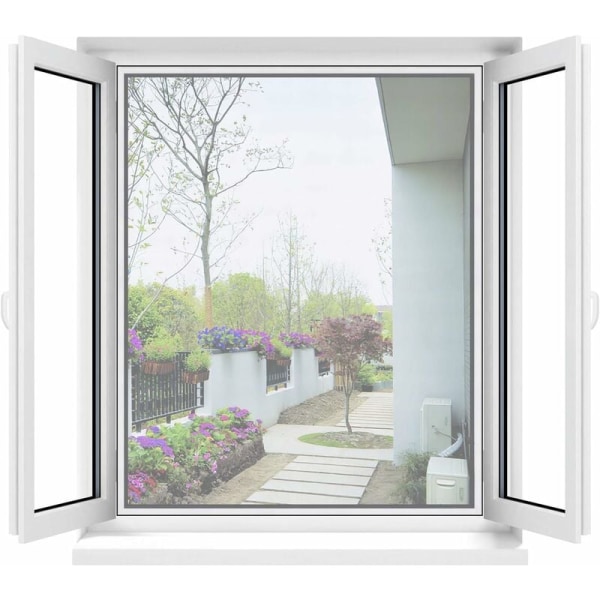 Universal genomskinlig fönsterskärm / tvättbart nät Justerbart myggnät, gör det själv, maximal fönsterstorlek 130 x 150 cm (1 förpackning, vit)
