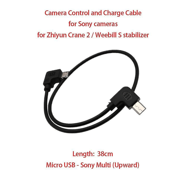 Til Zhiyun Crane 2 / Weebill S stabilisator til Sony kameraer , 38 cm kontrol og opladningskabel Micro Usb til Multi ( opad )