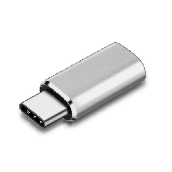 2pc Lightning Adapter Hunn USB C Lading Og Synkronisering Sølv