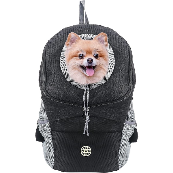 Hund- och kattryggsäck - med andningsbart huvud och vadderad axel för utomhusvandring (lämplig för husdjur 7-12 kg)