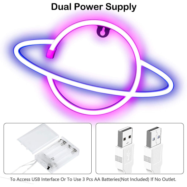2024 nya neonskyltar planetljus för väggdekor i sovrummet Batteri & USB drivet estetiskt led-neonljus
