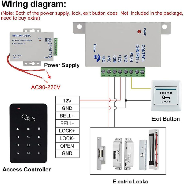 Erillinen RFID-käyttökortinlukija digitaalisella näppäimistöllä + 10 TK4100-avainta koti-/asunto-/tehdasjärjestelmään