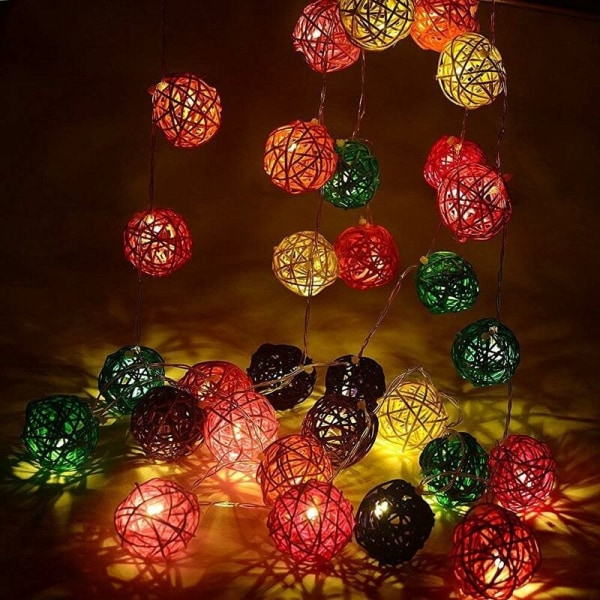 MINKUROW Fairy Lights inomhus, Rotting Ball Fairy Lights 3 m 20 LEDs Batteri Rotting Fairy Lights (flerfärgad)