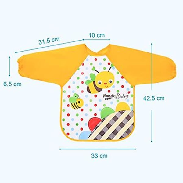 Set med 4 haklappar för bebisar från 0 till 24 månader med justerbar sidoförslutning, maskintvättbar, superlätt och lätt att rengöra med ficka för skopa