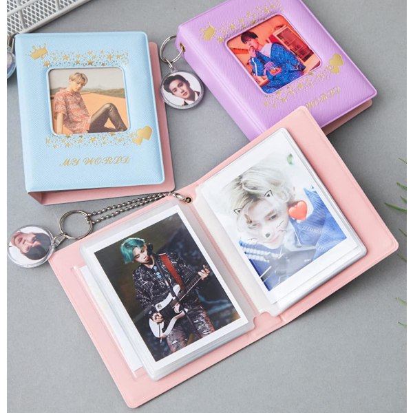 3 tums Kpop fotokortshållare bok 32 fickor Purple Bear Stawberry Mini Fotoalbum Hollpolaroid Bilder Fotokort Pärm Id Förvaring Samlingsbok