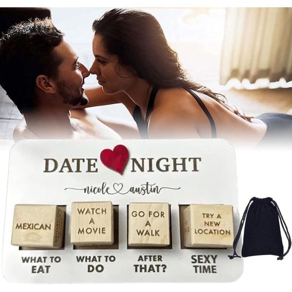 Date Night Dice After Dark Edition, Wooden Date Night terningspill, 1 sett Date Night Dice Kit, Romantic Wood Par Date Night Ideas, Date Night Terning for