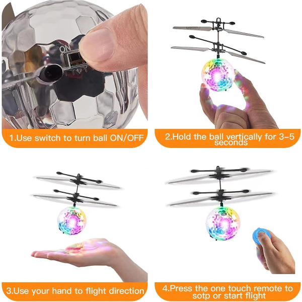 Kids Flying Orb Ball, Oppgradert Orbiter Flying Disco Ball Mini Drone Leke med fjernstyrt Led Håndkontrollert Helikopter Spill Innendørs Utendørs Hover Ball Flo