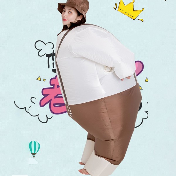 Big Fats kjeledress Dukke oppblåsbare klær Lett batteridrevet kostyme for kvinner Menn Voksen (Overall)