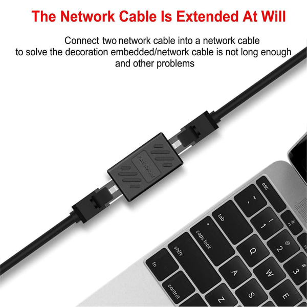 3 st RJ45-kopplingar, nätverkskoppling, Ethernet-kontakter, skärmad inline-koppling för Cat7/Cat6/Cat5e/Cat5 Ethernet-kabel förlängningskontakt - hona