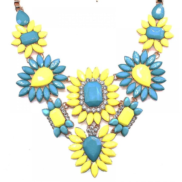 Korta halsband för kvinnor med diamanter Blomhalsband, modekläder Smycken halsband för kvinnor (gul)
