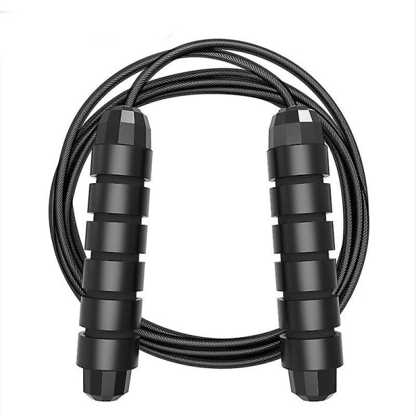 Fitness-wirereb Memory Foam-håndtag hoppereb Speed ​​Jump Rope-kabel til aerob træningstræning Nyt（All Black Stripe)