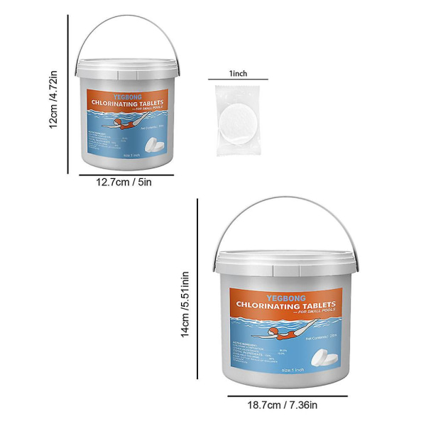 Klortabletter for svømmebassenger som sakte oppløses bassengrensetabletter for bassengspafontenen (2 pund)