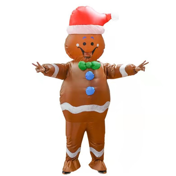 Gingerbread Man oppusteligt kostume Batteridrevet temafestdragt til showaktivitetsfest (voksen）