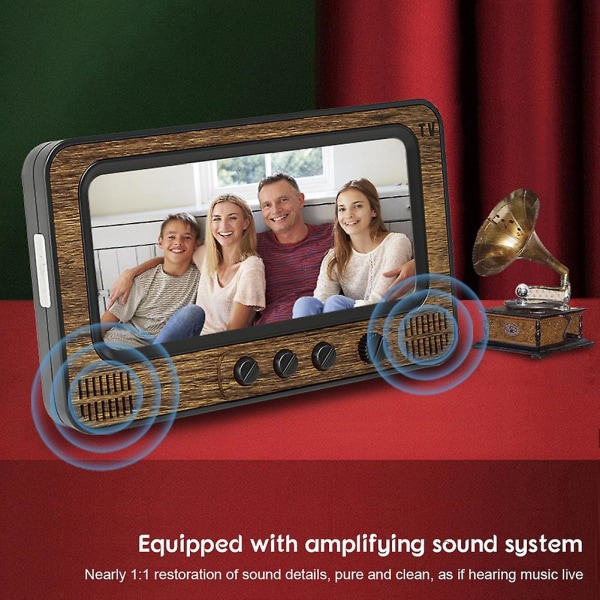 Retro TV Shape telefonställ med högtalare multifunktions bordstelefonställ för hemmakontoret (kaffe)