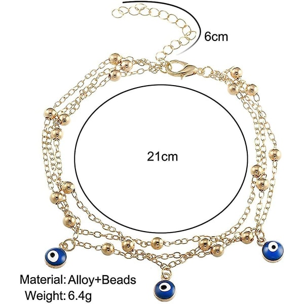 Heytea Damer Ondeøye Ankelkjede Boho Lagdelt Ondeøye Ankelkjeder Gull & Sølv Henge Ankelarmbånd Perlet Fotkjede Strand Smykker For Kvinner Jenter - -