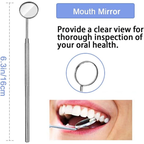 Tandverktyg,tandplock,tandverktygssats för tandrengöring,rostfria tandtrådsval för tandläkare, personliga,husdjur Munvård med munspegel Tandsten
