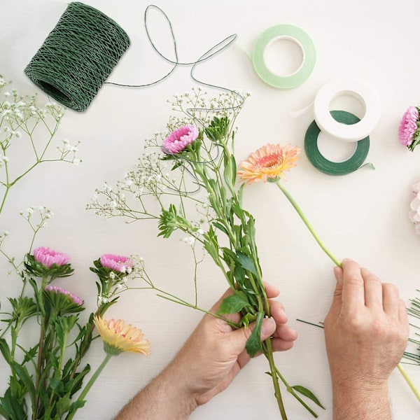 Blomstertråd Vine Wire Bind Wire Rustik Tråd Indpaknings Tråd Til Blomsterbuketter (Mørkegrøn, 205 Meter)