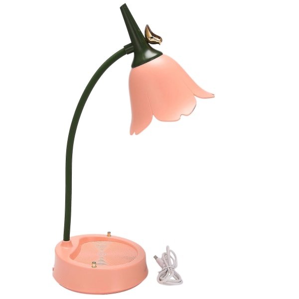 Blomster Led Skrivebordslampe Student Soverom Belysning Kontakt Lesing Øyebeskyttelse Usb Flower Lampeskjerm T（Rosa）