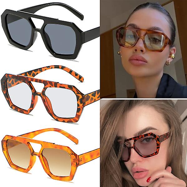 Solglasögon för kvinnor Stor ram Leopard Brun Glasögon Mode Lyxiga Solglasögon Herr Nyanser (gul)