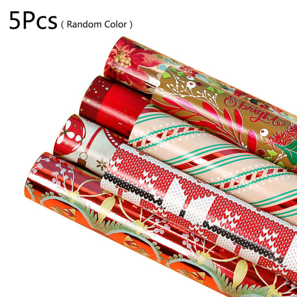 5 ark julpapper Presentförpackning Presentkartong Förpackning Aluminiumfolie Wrap-dekoration