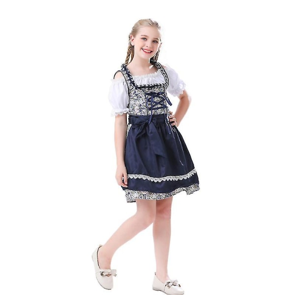 Børnepiger Oktoberfest kostume tysk Fraulein bayersk Dirndl-kjole Børne Halloween Søde ølpige kostumer (140 til 150 cm)