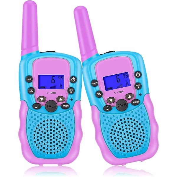 Barnens Walkie Talkies för Flickor 5-8 År 8 Kanaler 3 Mils Räckvidd för Äventyr utomhus, Camping (lila)