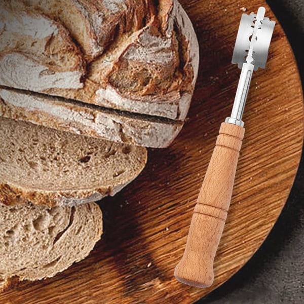 Bread Lame, 5 leikkuria ja nahkainen cover, Bread Lame taikinan pisteytystyökalu, Bread Bakers Lame -leikkaustyökalu, leipäviipaleet kotitekoista leipää varten (