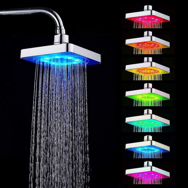 LED-dusjhode - 7 farger Vanntemperatur Fargekontrollert skiftende dusjhode Baderom takmontert