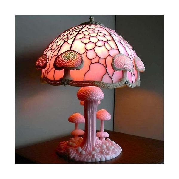 Farget glass soppbordlampe Vintage Animal Plant Series formet harpiks soverom Husholdning, c（Som vist）