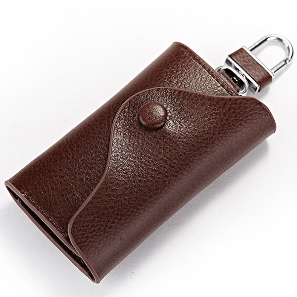 Case i läder, Nyckelväska av nötskinn i läder, nyckelring Kort ID Hållare Plånbok Handväska