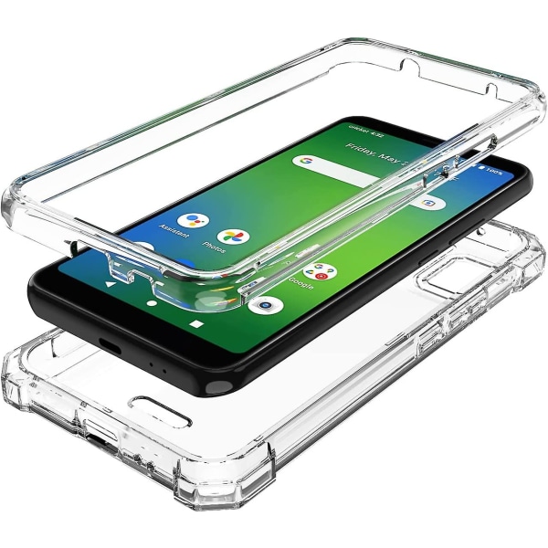 För Cricket Debut Smart Case , med skärmskydd i härdat glas Kristallklart Robust Hybrid Stötfångare Stötsäkert skyddande phone case