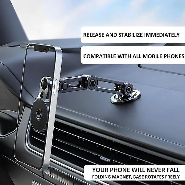 Universal 360 Pro magnetisk sugtelefonhållare för bil, 2023 uppgraderad instrumentbräda vindruta biltelefonhållare med justerbar armsvart