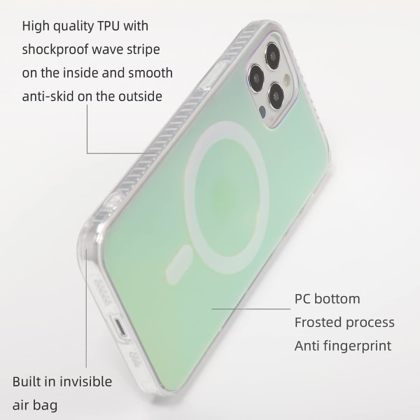 2023ny färgglad matt magnetisk case för kvinnor och flickor Lämplig för Iphone 12 Pro Max, linsförhöjningsskydd, mjuk kantkrockkudde Fallsäkert hårt skal,