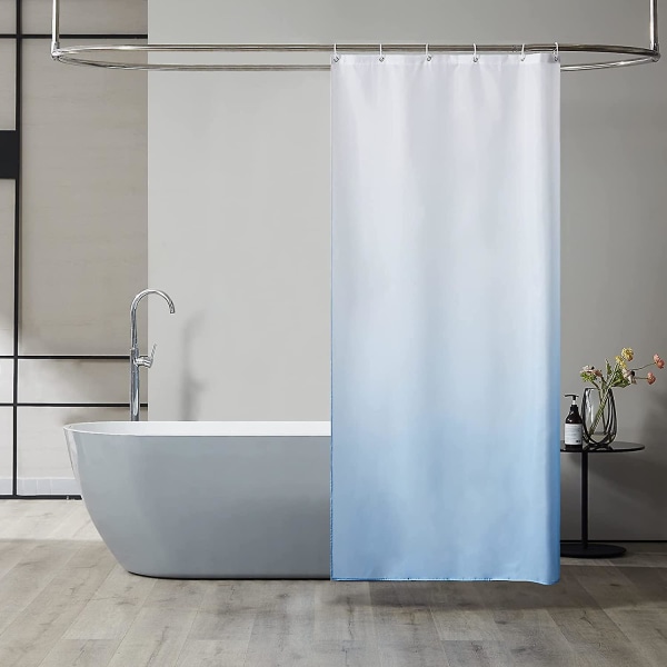 Ljusblå gradient duschdraperi Mögelsäker maskintvättbart tyg Små duschdraperier för husbil Duschkabin Vattentät Polyester 90x180c