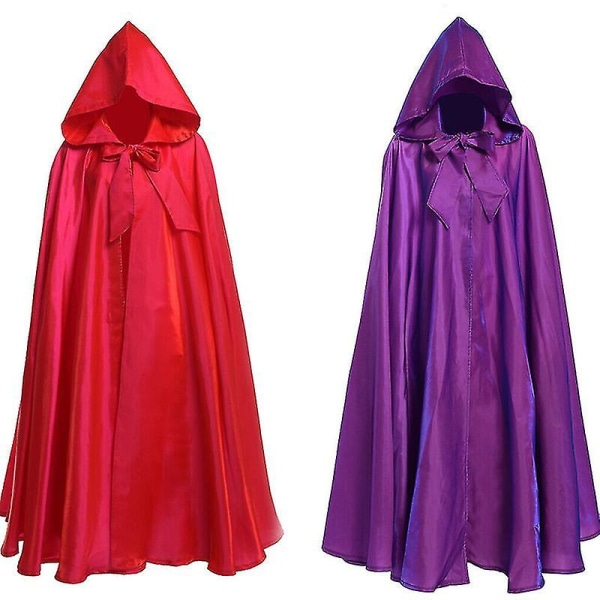 Middelalderkappe Kappe Wizard Robe Death Cosplay kostume S-2xl(S,rød)