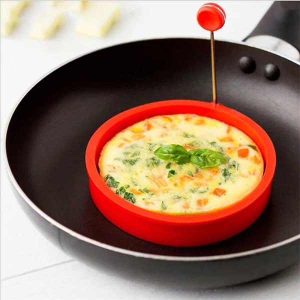 1st silikonomelett pannkaksring omelett omelett rund form Äggskal Ugn Form för matlagning Stekt frukost Slumpmässiga färger
