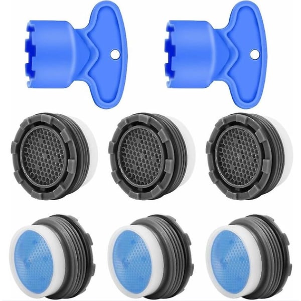 Kranluftare M18, 6 delar vattensparande kranluftare med filter, kranluftare med 2 krannyckel för badrum och diskbänksblandare