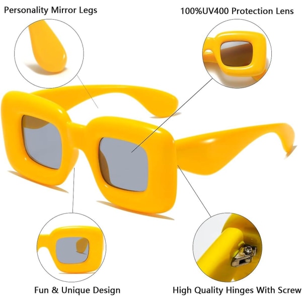 Fettiga Söta Kvadratiska Uppblåsbara Solglasögon För Kvinnor Mentrendy Roliga Funky Läppformade Glasögon (Gula)