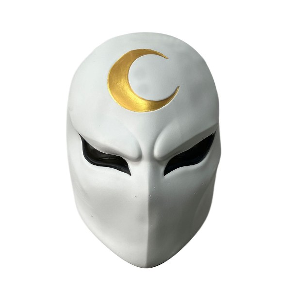 Moon Knight Mask Hodeplagg Moon Knight Latex Cosplay Mask Mask (hvit og gull)