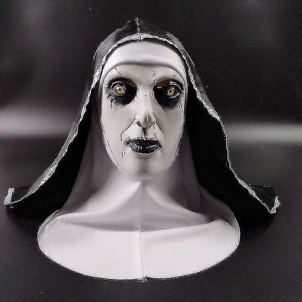 Skræmmende halloween nonnemaske fuld hoved uhyggelig latex djævelhjelm Realistisk hovedbeklædning til cosplay festrekvisitter