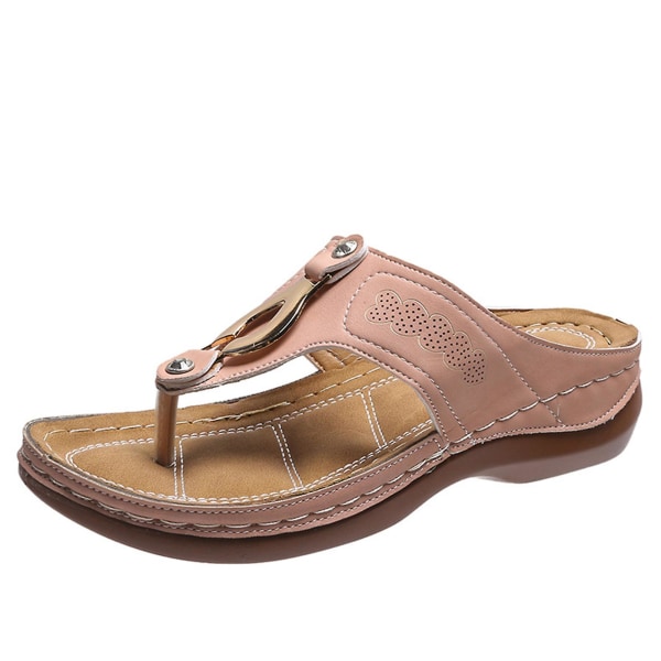 Sommer flip-flops sandaler med gummiinnleggssåler Minimalistisk stil for kvinner (43, rosa)