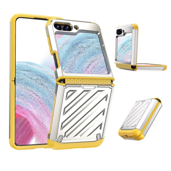 Z Flip 5 case, Armour Hard Case -yhteensopiva Samsung Galaxy Z Flip 5 saranasuojalla, pinnoitus Iskunkestävä Z Flip 5 cover(hopea)