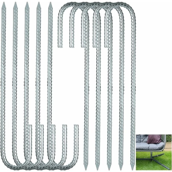 10 stycken galvaniserade tältpinnar, pinnar 30 cm, trampolinankare för camping, trädgård, staket, gungor